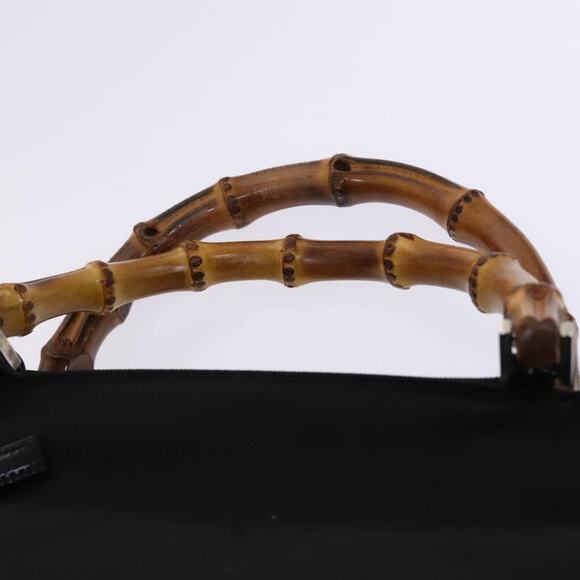 GUCCI Bamboo Hand Bag Nylon Black Silver 002 2122 002 2122 - Picture 8 of 12